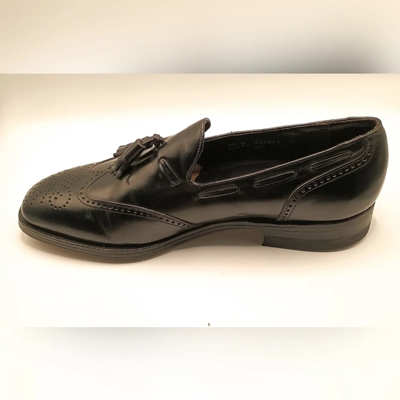 Florsheim Black Leather Tassel Wingtip Loafers Slip-On Size 8 1/2 D. - Picture 4 of 8